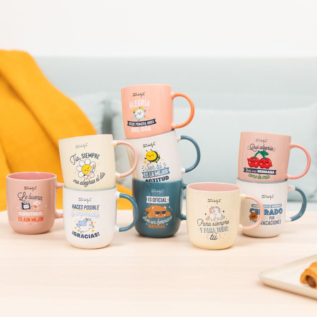 Tazas con mensajes de Mr. Wonderful.